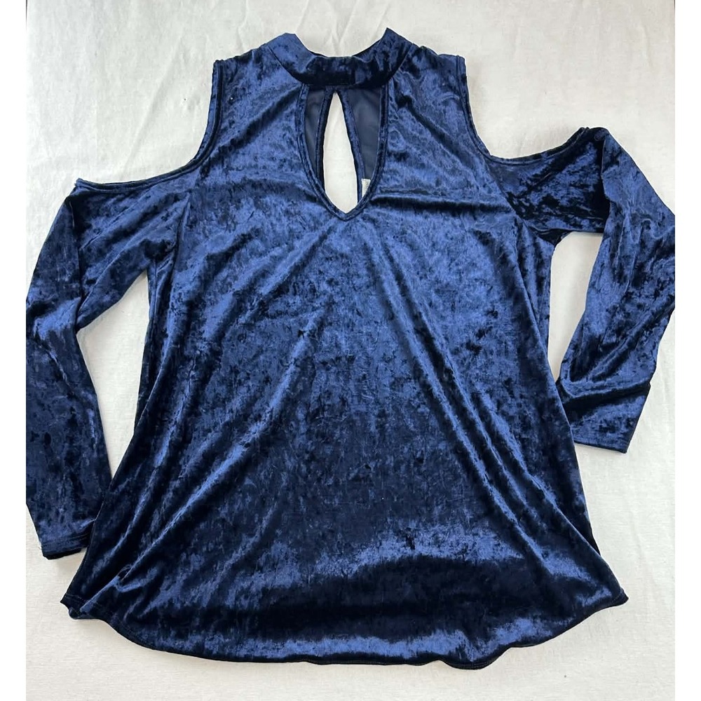 Charlotte Russe Y2K Crushed Velvet Cold Shoulder‎ Top Womens L